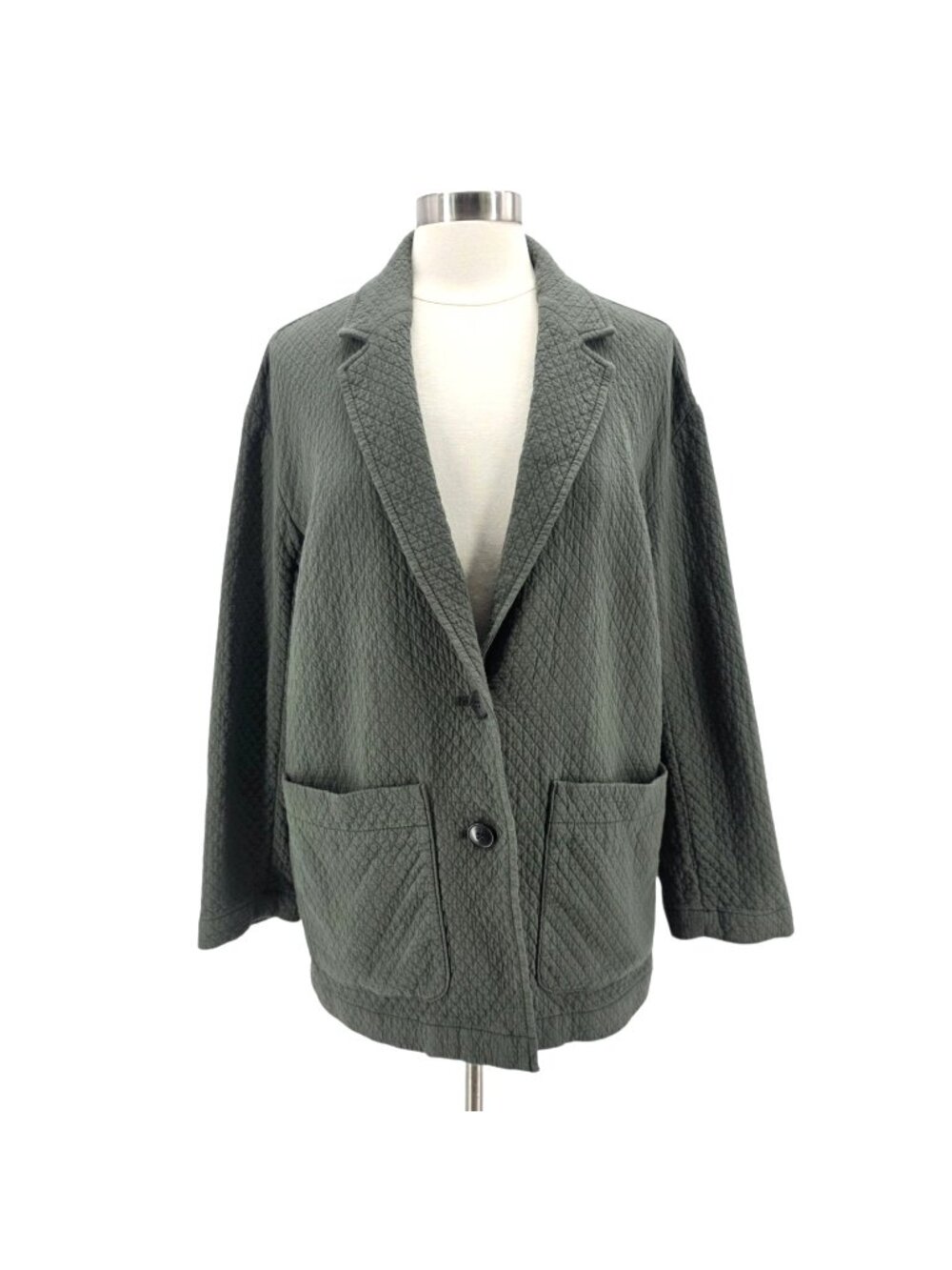 Madewell Womens Medium Jacket Diamond Jacquard Shaw Blazer Dark Forest Green